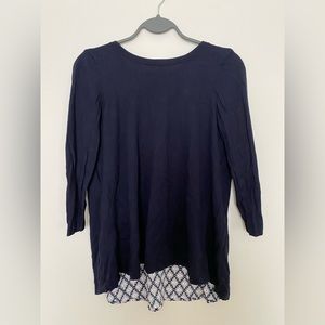 Petite Loft Sweater With Woven Back Panel | Navy | XXSP